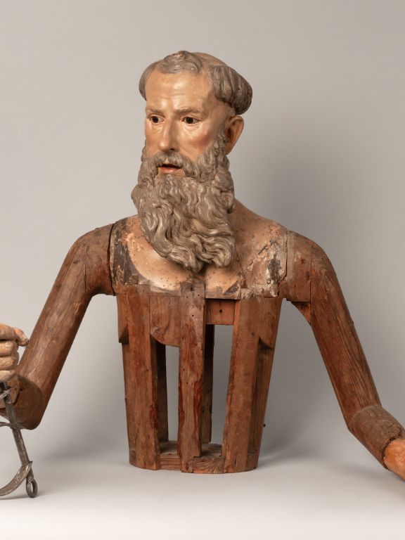 Escultura de Francisco Salzillo expuesta en el Palacio de Villena de Valladolid dentro de la muestra El instante detenido.